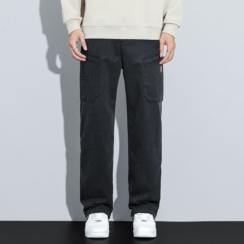 Men's Loose Straight Casual Work Pants Trendy Multi-Pocket Autumn Winter Workwear