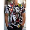 Men's Short-sleeved T-shirt with Cartoon Pattern, Lightweight and Durable, Suitable for Casual Outings and Everyday Wear.