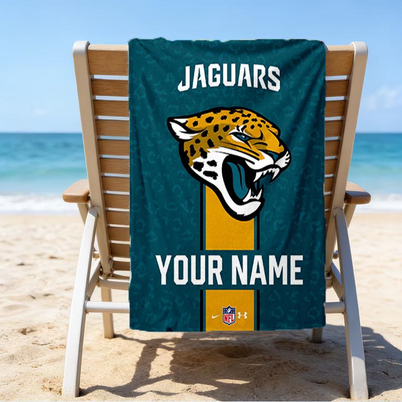 Custom Name Beach Towel Jacksonville Team Spirit Beach Towel, Soft Microfiber, Gift for Her/Him, Birthday, for Pool, Beach, Travel, Fan Gifts