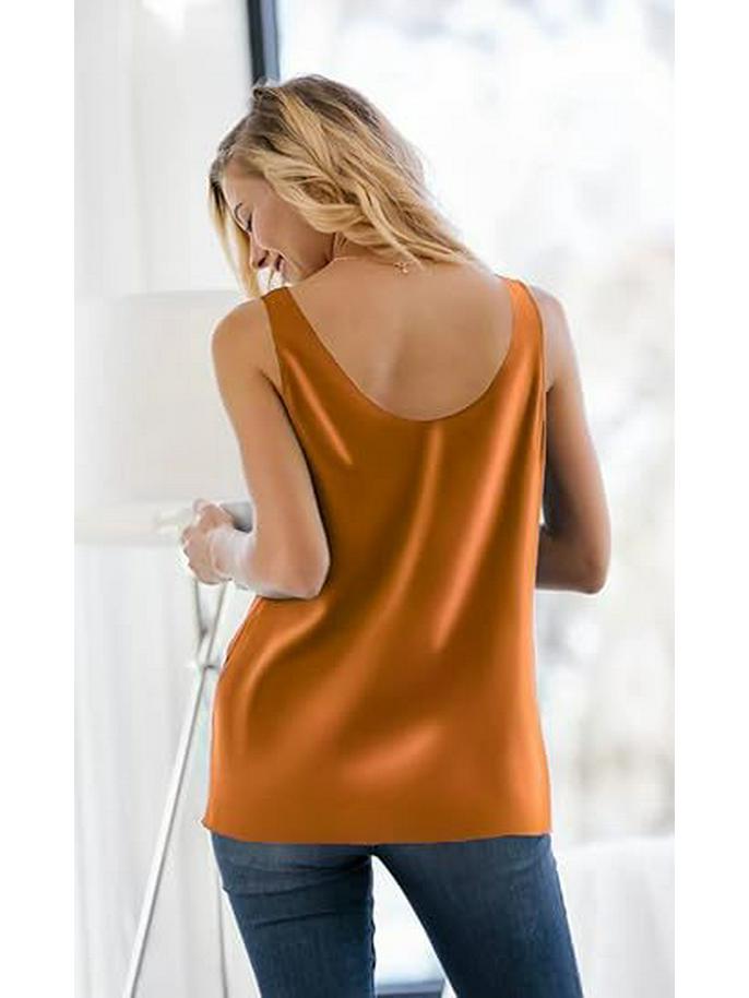Sleeveless Satin Round Neck Women's Vest - European & American Style