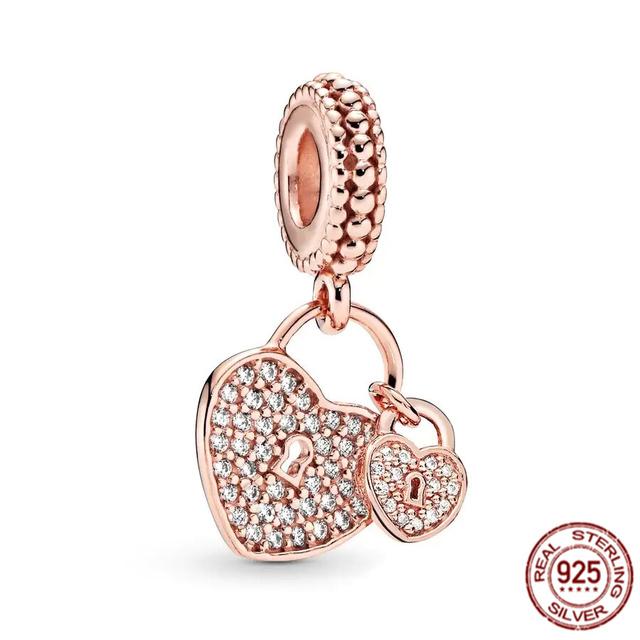 Rose Gold Plated Pendant Charm Gift 925 Sterling Silver Dangle Bead Fit Original Fasion Bracelet Necklace Jewelry For Women