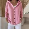New Women's Casual Loose Fashion Solid Long Sleeve Cardigan Knit Sweatshirt Outerwear