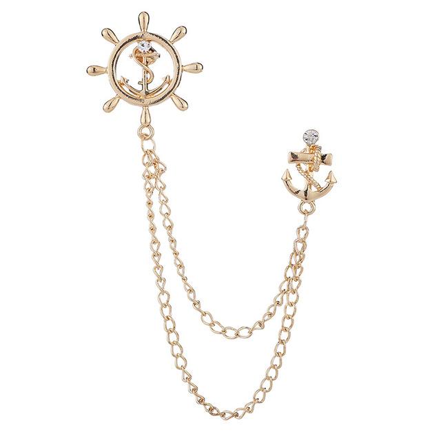 

Модная кисточка брошь-руль якорь со стразами значок мужской костюм рубашка лацкан булавка роскошные украшения для женщин аксессуары