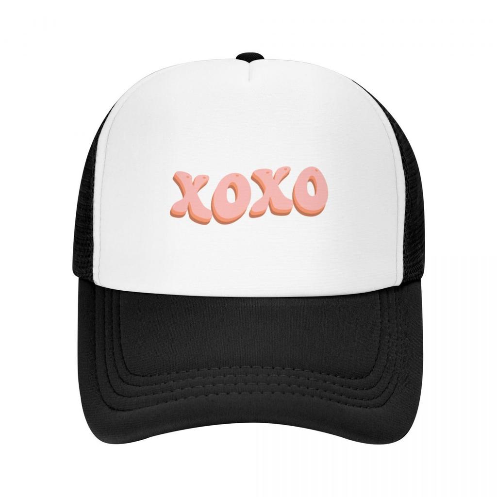 XOXO Pink Letters Trucker Hat Adjustable Breathable Polyester Casual Summer Baseball Cap
