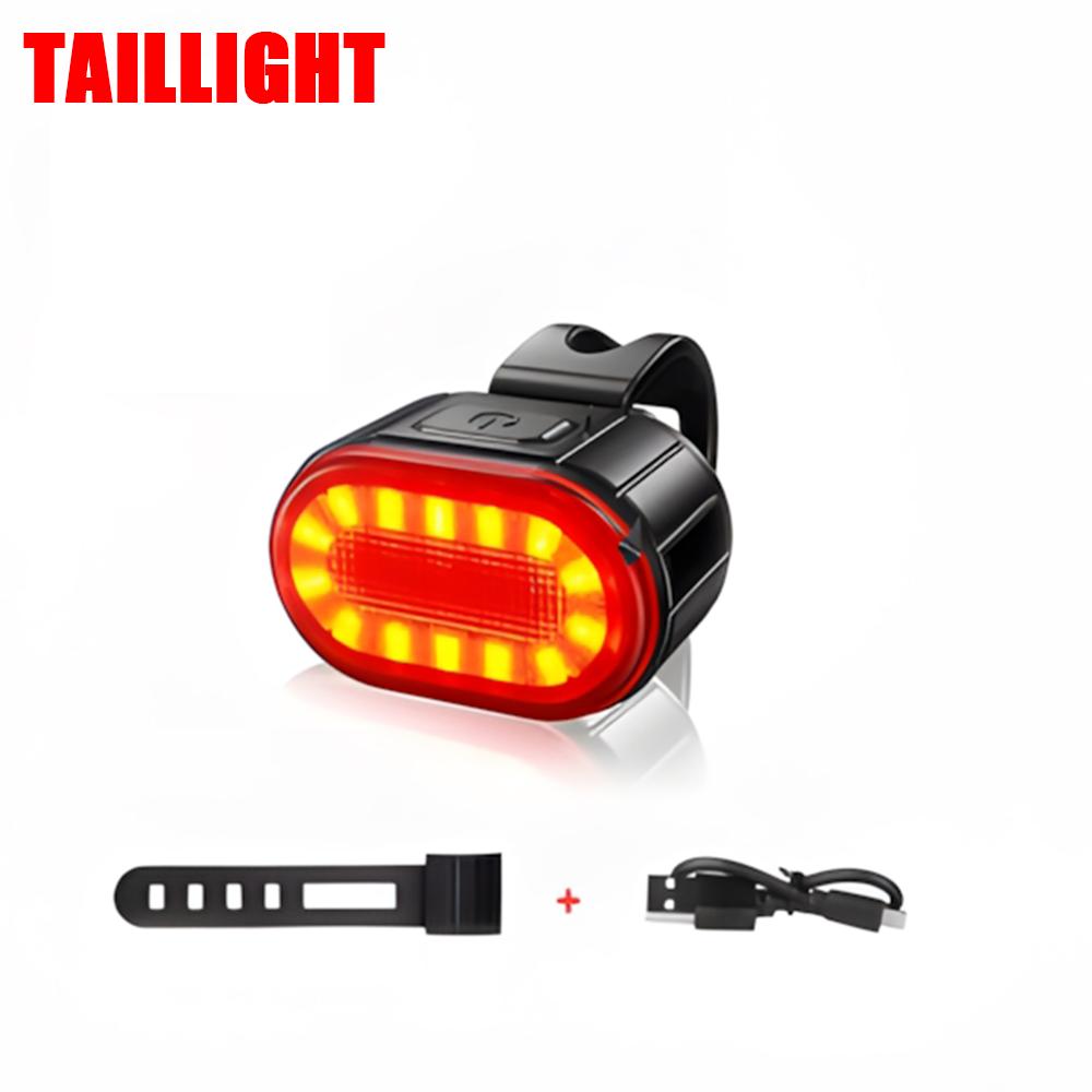 Bicycle Front & Rear Light USB Rechargeable LED Headlight Taillight Portable Floodlight Cycling Night Riding Lighting Accessory