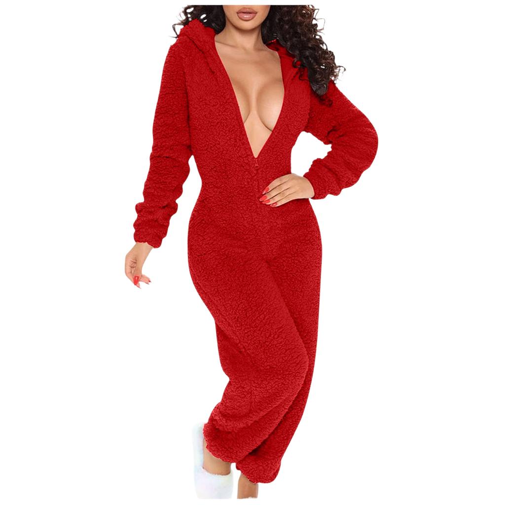 Women's Hooded Long Sleeve Pajama with Button Closure