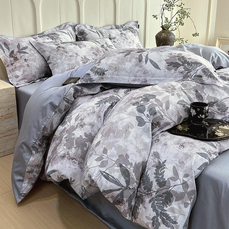 Pure Cotton Fresh Style Bedding Set: Modern Minimalist Duvet Cover, Sheet & Fitted Sheet for Spring/Summer