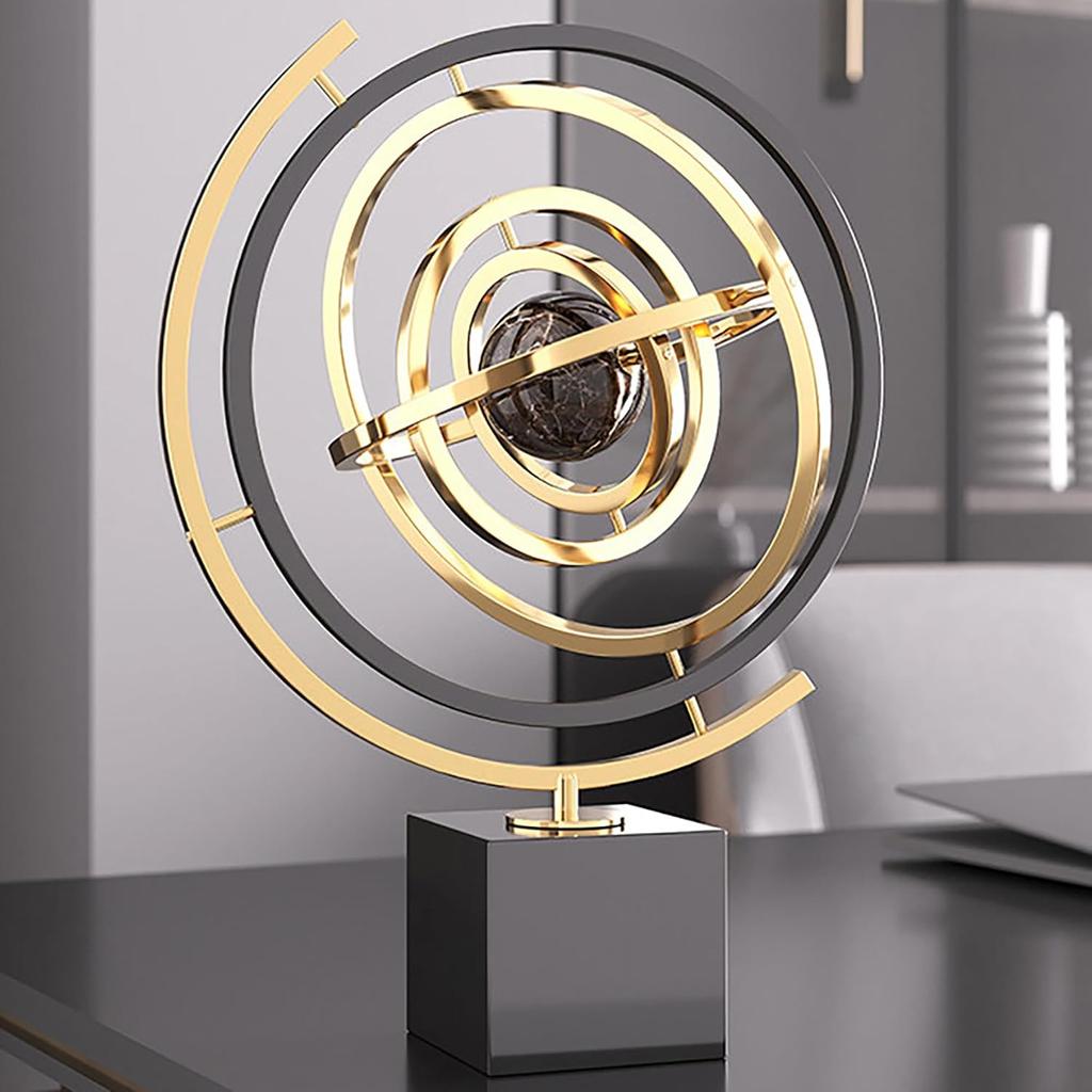 Modern Globe Sculpture - Stainless Steel Multi-Dimensional Home Office Decor, Perfect Gift for Art Lovers (S)