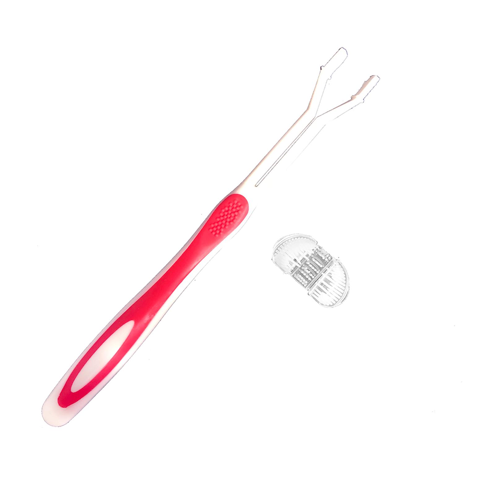 Three-Sided Tooth Brush 4 Replaceable Brush Heads Set Soft Autism Sensory Gum Care Kids Red Green Blue