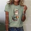 Summer Round Neck T-shirt with 3D Digital Printed Short Sleeves for Cats Loose Comfortable Round Neck T-Shirts Women’s