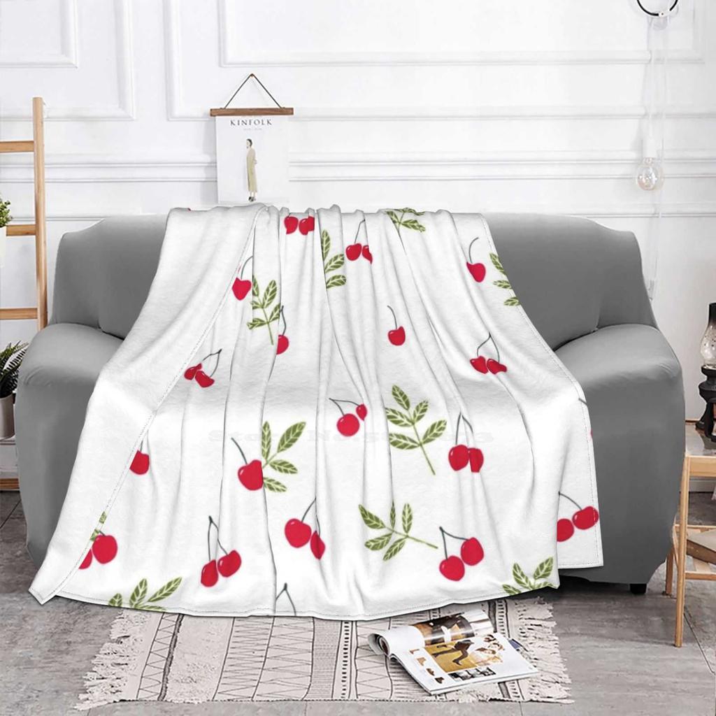Balsamo Labbra Ciliegia Moda Morbido Caldo Coperta in Flanella Ciliegie Design Frutta Rosso Funky Carino Bambini Bizzarro Ciliegie Raccolte Cibo Sano