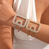 Metal Sense Diamond-set Square Geometric Opening Bracelet, Arm Ring Exaggerated Personality Fashion Light Luxury Jewelry