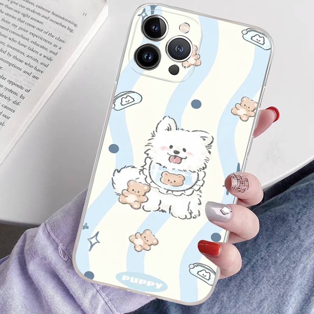 Cute Cartoon Puppy Transparent Soft Phone Case For iPhone 15 12 14 16 17 13 Plus 11 Pro Max 13 Pro