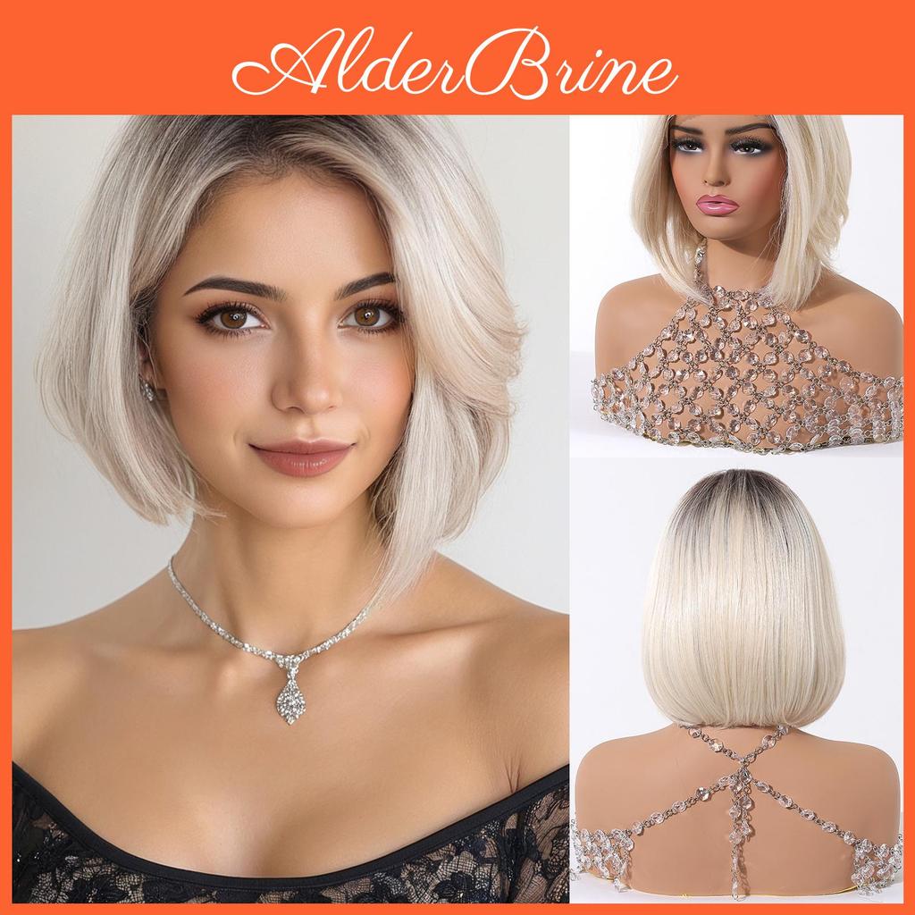 Eaton Blonde Alan Platinum Light Short Lace Front Wig Natural Bob Wig Female High Quality Synthetic Hair Wigs