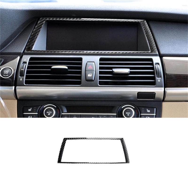 Carbon Fiber Car Interior Central Control Gear Shift Panel Trim Cover Stickers For BMW X5 E70 X6 E71 2008-2013 Car Accessories