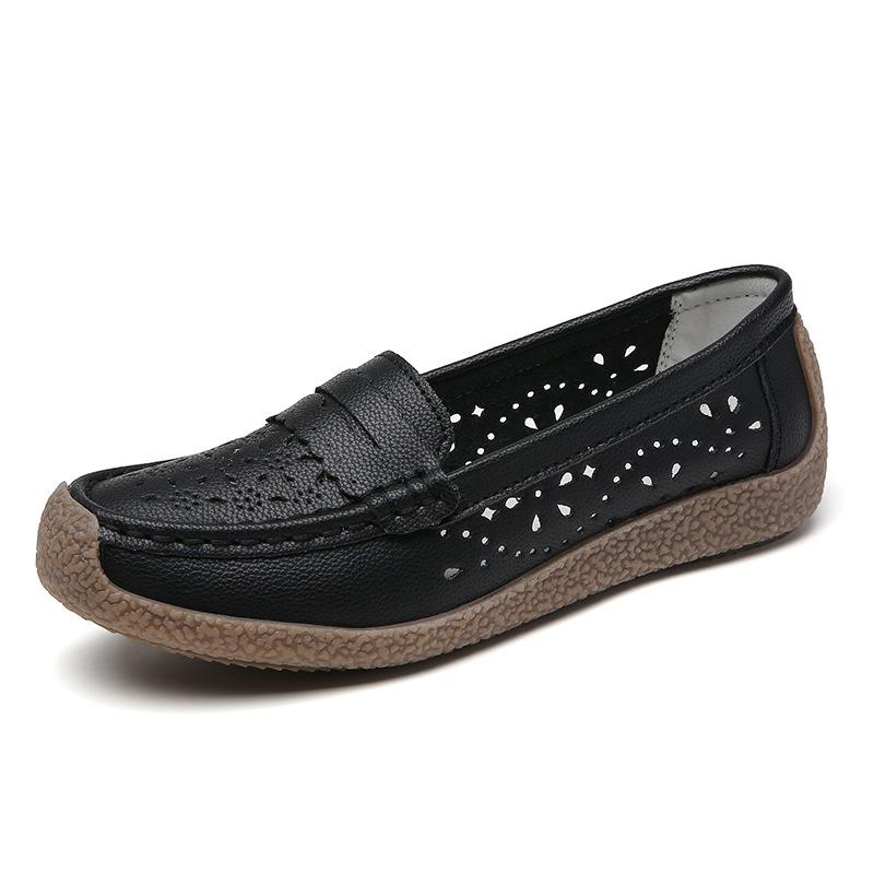 

Женские весенние туфли на плоской подошве с перфорацией, подошва из говяжьей жилы, туфли-улитки, мягкая подошва, туфли для мамы 41