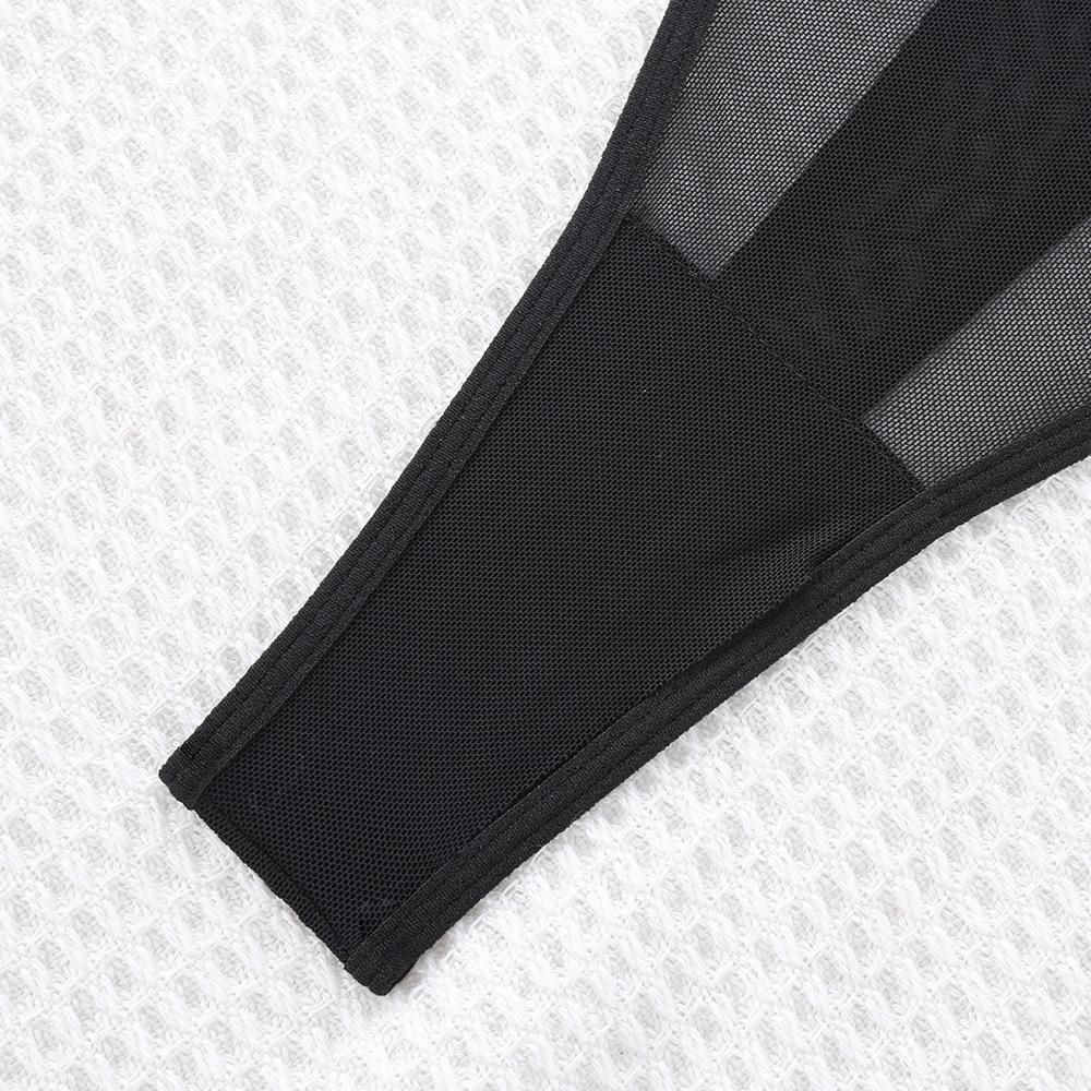Black mesh splicing buckle-free erotic underwear set, female European and American sexy perspective light pajama set
