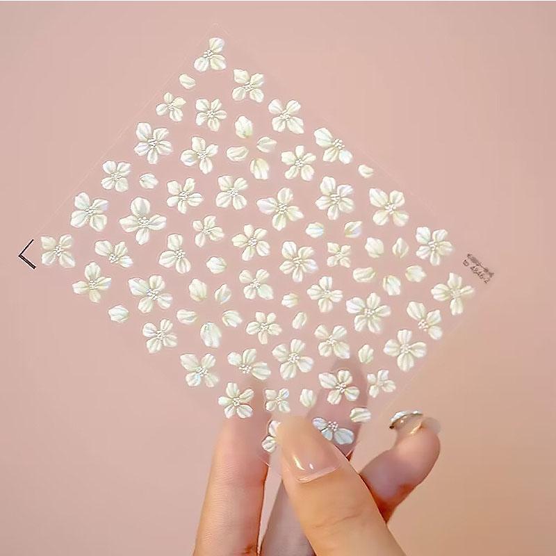 New Hipster Pure White Flowers Rose Spring Lily Camellia Daisy Jelly Cherry Blossom Nail Art Stickers Manicure Decals ZJT11