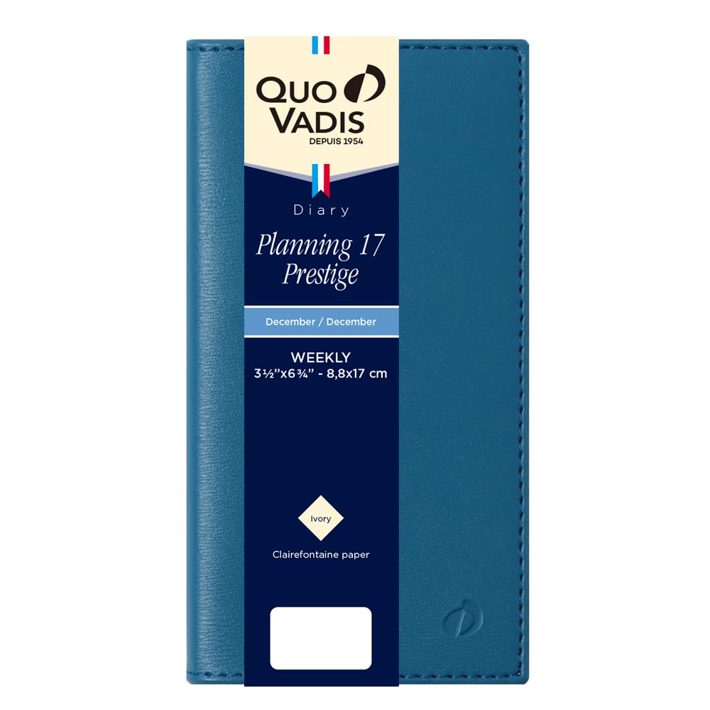 QUOVADIS 2026 Planning 17 Prestige/SoHo Weekly Vertical Diary December 2025 Start Slim Size 17x8.8cm steel blue qv55705sb