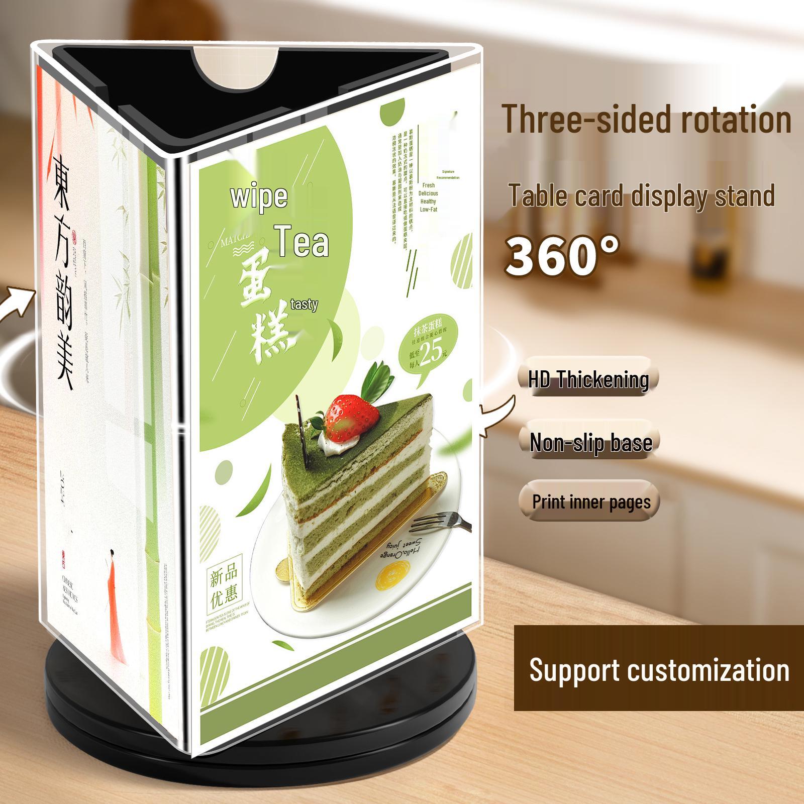 Acrylic Triangular Rotating Menu & Display Stand, A4/A5.