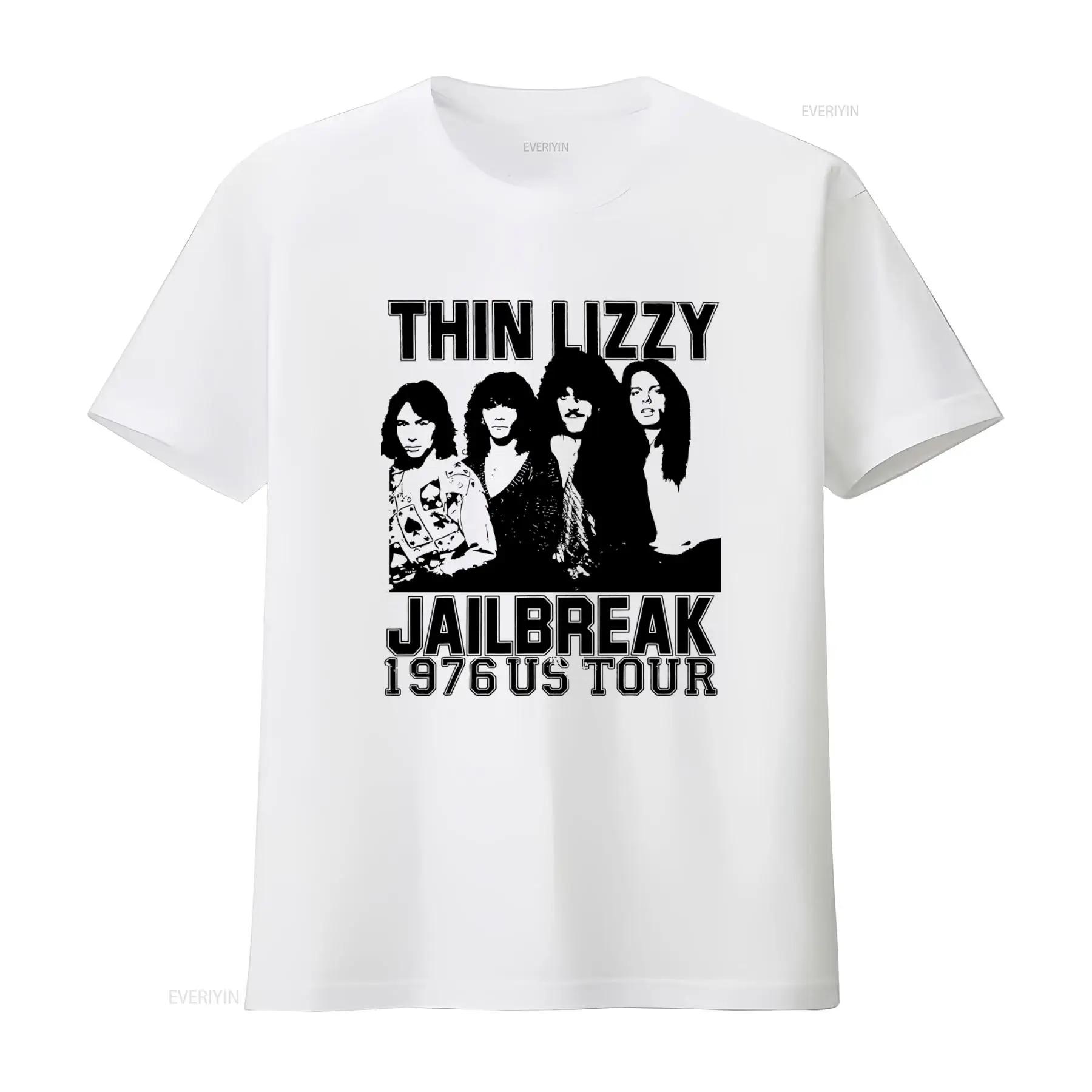Thin Lizzy Jailbreak 1976 US Tour Vintage Rock Band Men s T Shirt vintage Washed Comfortable graphic Versatile Soft S разноцветный