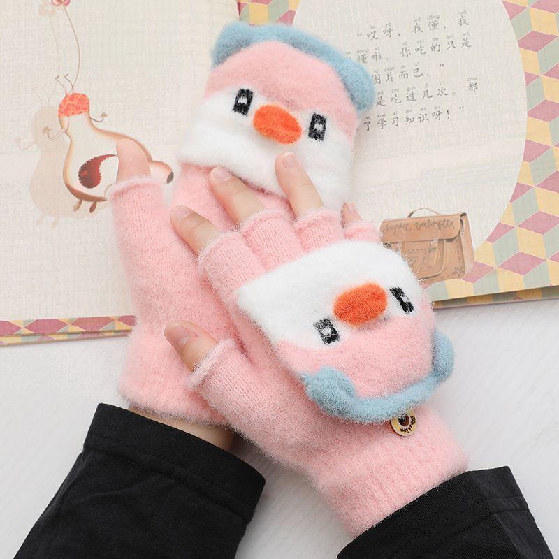 

Детские новые осенне-зимние музыкальные перчатки-пингвины с полупальцами, жаккардовые, для занятий домашним заданием, без пальцев, вязаные, защищающие от холода One size