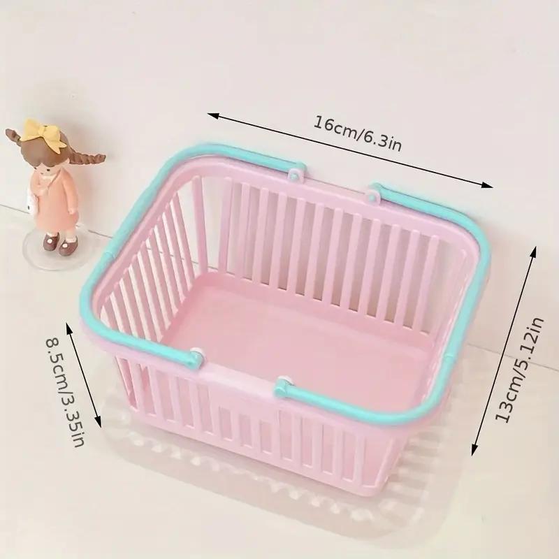 10 Stück Mini Macaronfarbene Kunststoff-Aufbewahrungskörbe mit Griffen Vielseitiger Organizer für Zuhause, Partys, Geschenke und Einkaufswagen, Regalkorb