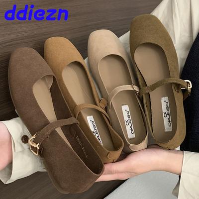 Mode Mode Schnallenriemen Schuhe Damen Ballerinas Mary Janes Schuhe Lässig Weich Damen Flach Bürodame Flache Schuhe