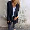 Women's Casual Fashion Solid Color Long Sleeved Pocket Casual Single Breasted Hooded Jacket