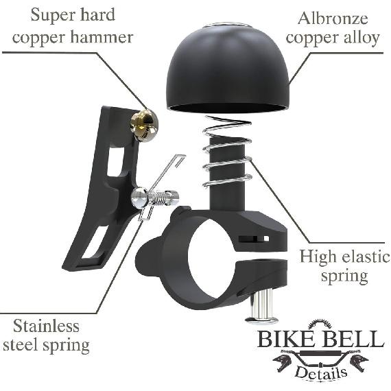 Sportout Copper Alloy Bike Bell, Classic Bicycle Bell, Loud Sound Bike Ring for Road Bike, Mountain Bike, City Bike, Sports Bike, Cruiser Bike, BMX