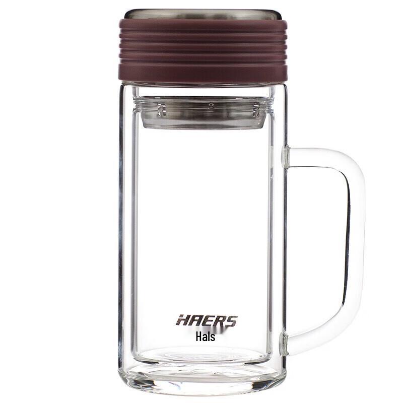HAERS Simple Style Double-Layer Glass Tea Mug