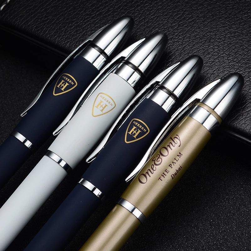 Rotating Metal Pen with Logo for Student Writing and Promotional Use - Ballpoint, Water-Spray, Glue Features