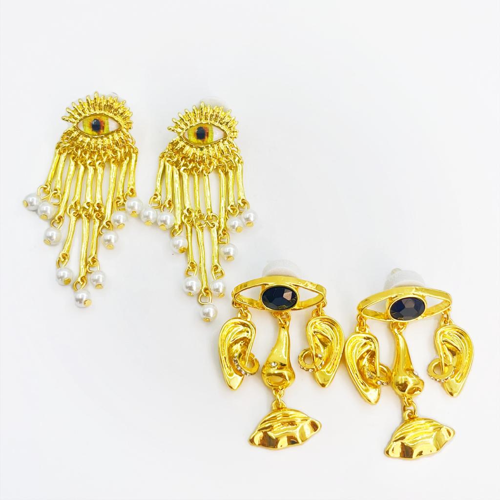Literary Retro Vntage Devil Eye Fringed Earrings Exaggerated Design Sense Earrings Women