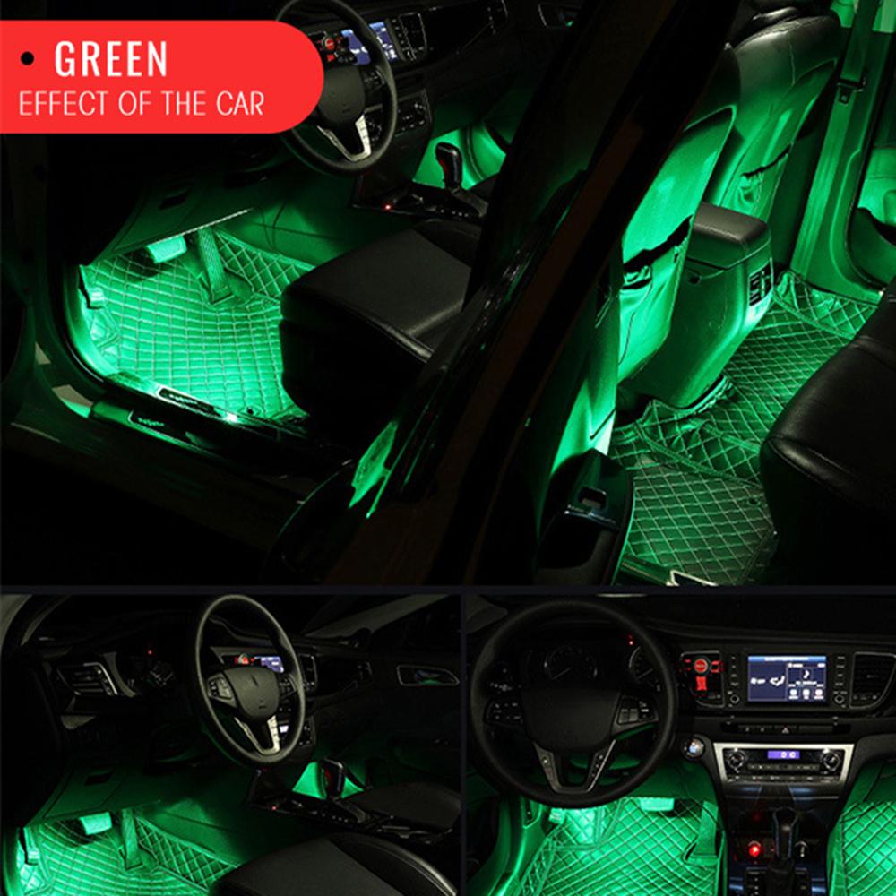 12V 3W RGB LED Light Bar Car Interior Floor Decor Atmosphere Strip Lamp w/Remote