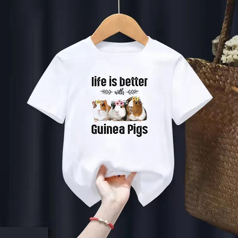 Love Capybara Animal Print T Shirt for Girls/Boys Funny Guinea Pig Tshirt Kawaii Kids Clothes Summer Tops Short Sleeve T-Shirt