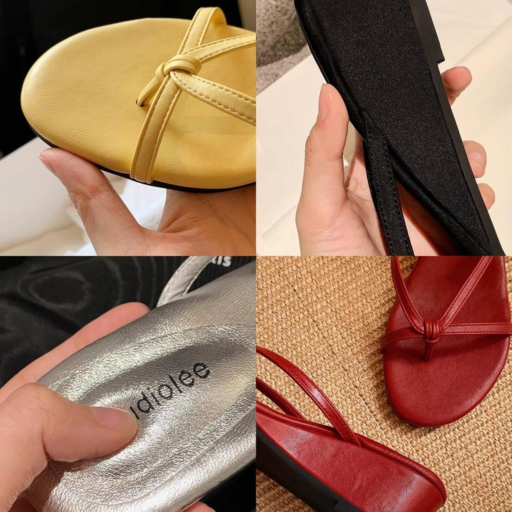 Grape Mother Studiolee Heel Height 6cm~ French Toe Fairy Wind Outside Wearing Thin Band Slope Heel Cool Slippers Summer