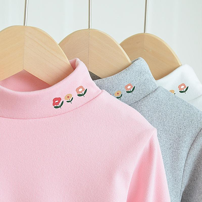 Toddler Kids Half High Neck Long Sleeve Solid Casual Thermal T Shirt Top
