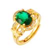 18k Gold-Plated Brass Women's Ring with Imitation Tourmaline and Zircon Crystals