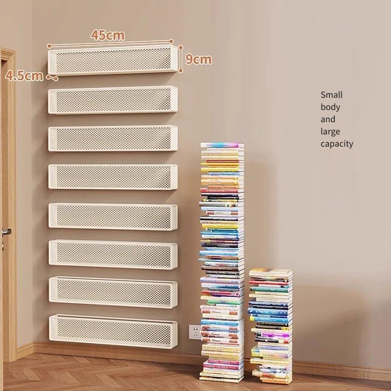 Wall Bookshelf Behind Door Ultra-narrow Simple Wrought Iron Children's Picture Books Book Finishing Rack Wall-mounted Storage