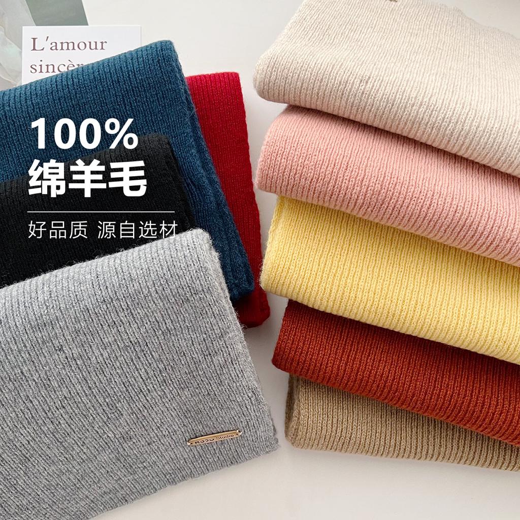 Luxury Winter 100% Wool Scarf Women Knitted Solid Cashmere Handkerchief Warm Pashmina Female Shawl Pareo Soft Bufanda Gift
