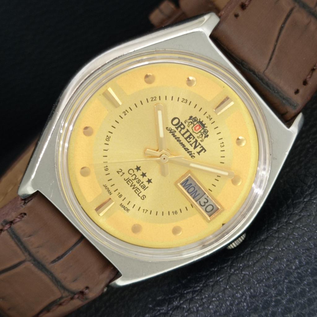 ВИНТАЖНЫЕ ORIENT CRYSTAL АВТОМАТИЧЕСКИЕ ЯПОНСКИЕ МУЖСКИЕ ЧАСЫ ЗОЛОТИСТОГО ЦВЕТА a707748-1