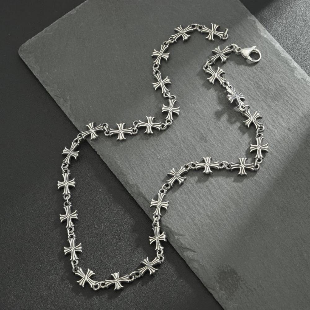 Punk Rock Trend Stainless Steel Charm Necklace for Women Men Gothic Vintage Crosses Bracelet Hiphop Party Jewelry Accessories