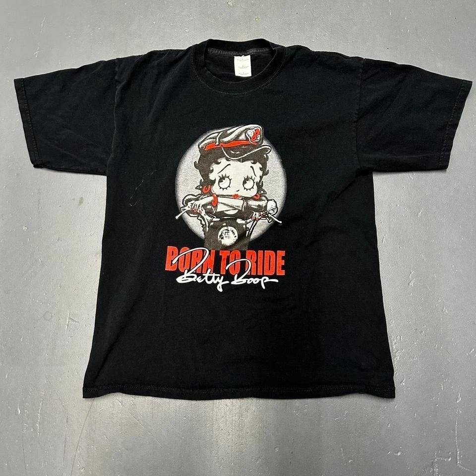 

Vintage Y2K Betty boop born to ride biker graphic tee shirt tshirt Size L 4XL