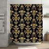 Golden Damask Shower Curtain Luxury Bath Decor For Home Bathroom Black Gold Waterproof Fabric 72X78 (183X200Cm)