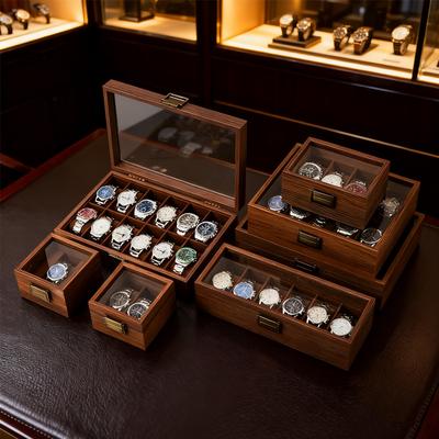 Luxuriöser Holz-Uhren- und Schmuckorganisator - Aufbewahrungsbox für Armbänder und Kristallperlen, Kartonverpackung für den Transport