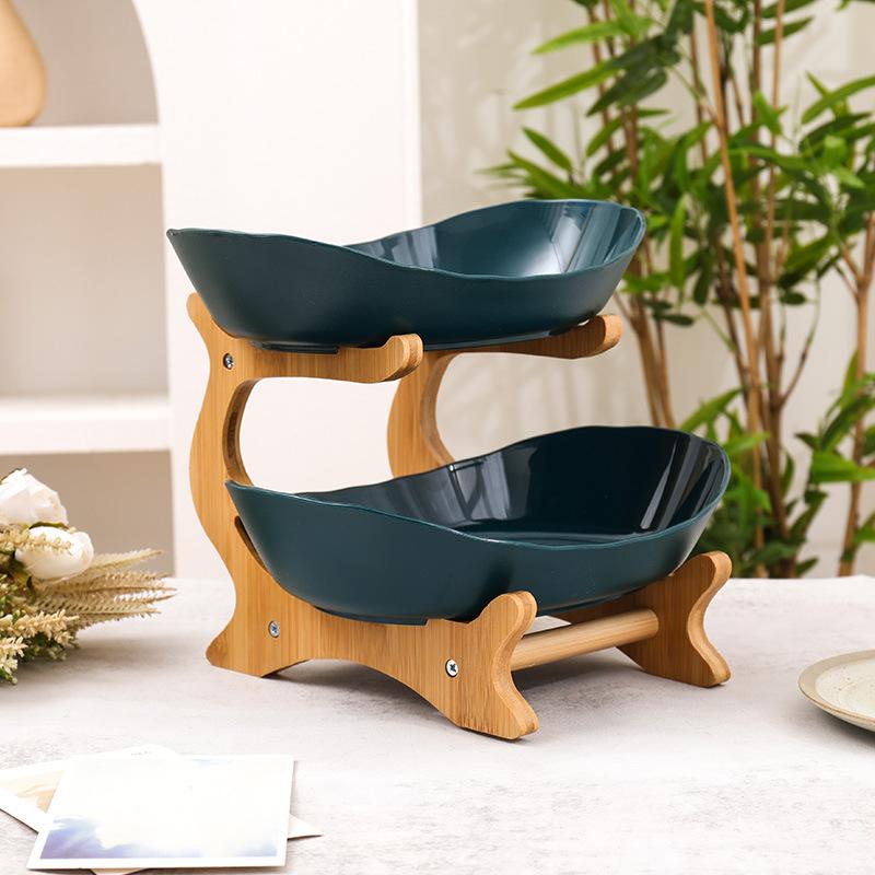 Haushalt Massivholz Mehrschicht-Tablett Wohnzimmer Obstschale Aufbewahrung Obstkorb Snackschale Dessert-Präsentationsständer