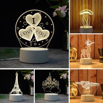 Kreative 3D USB LED Nachtlicht Tisch Schreibtisch Schlafzimmer Dekor Warmweiß Lampe Geschenke