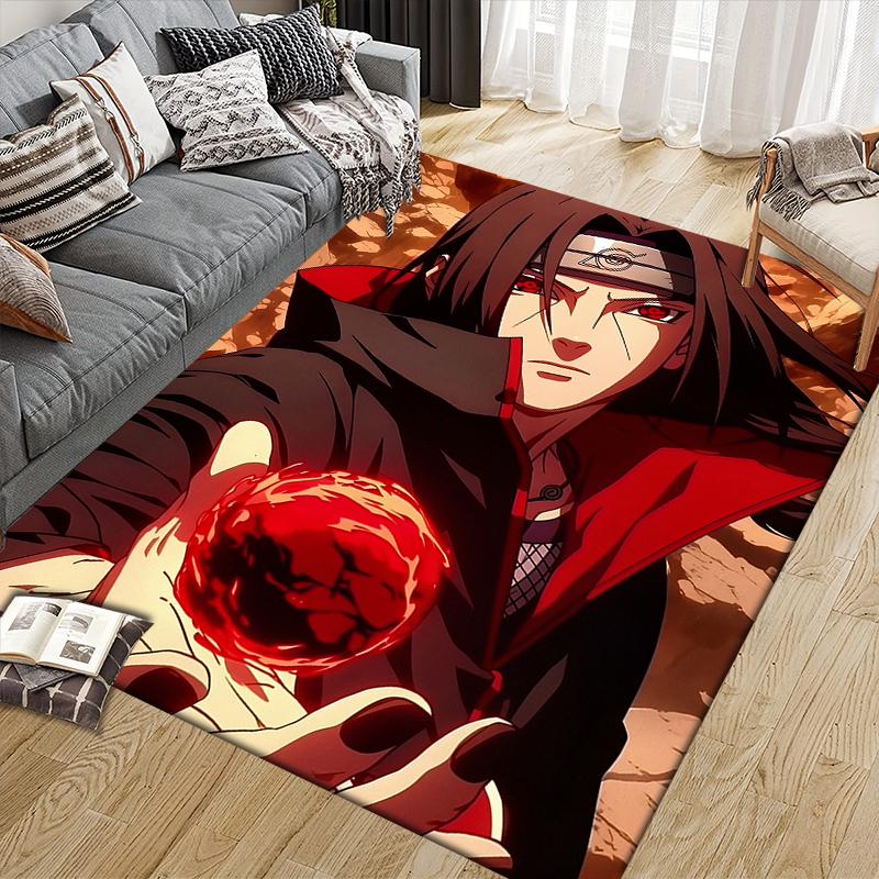 Uchiha Itachi Theme Illustration Square Area Rug, Non-Slip Floor Mat for Bedroom, Perfect Gift for Itachi Fans.chl