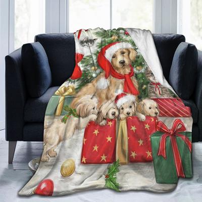 Christmas Dog And Cat Blanket Fleece Spring/Autumn Nordic Merry Christmas New Year Thin Throw Blankets for Home Office Bedspread