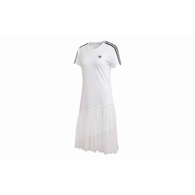 Originals Tüllkleid Lässig Gestreiftes Netzpanel Kurzarmkleid Damenkleider Weiß GK3662